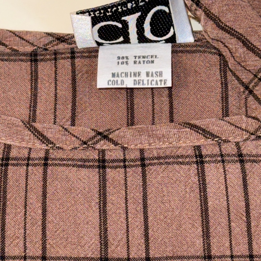 Carol Turner Collection CTC Dolman Top Oversized Boxy Brown/Black Plaid Size XL - Picture 5 of 11